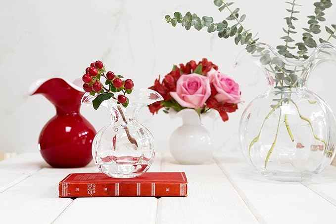 Hibiscus Glass Red Small Fluted Vase