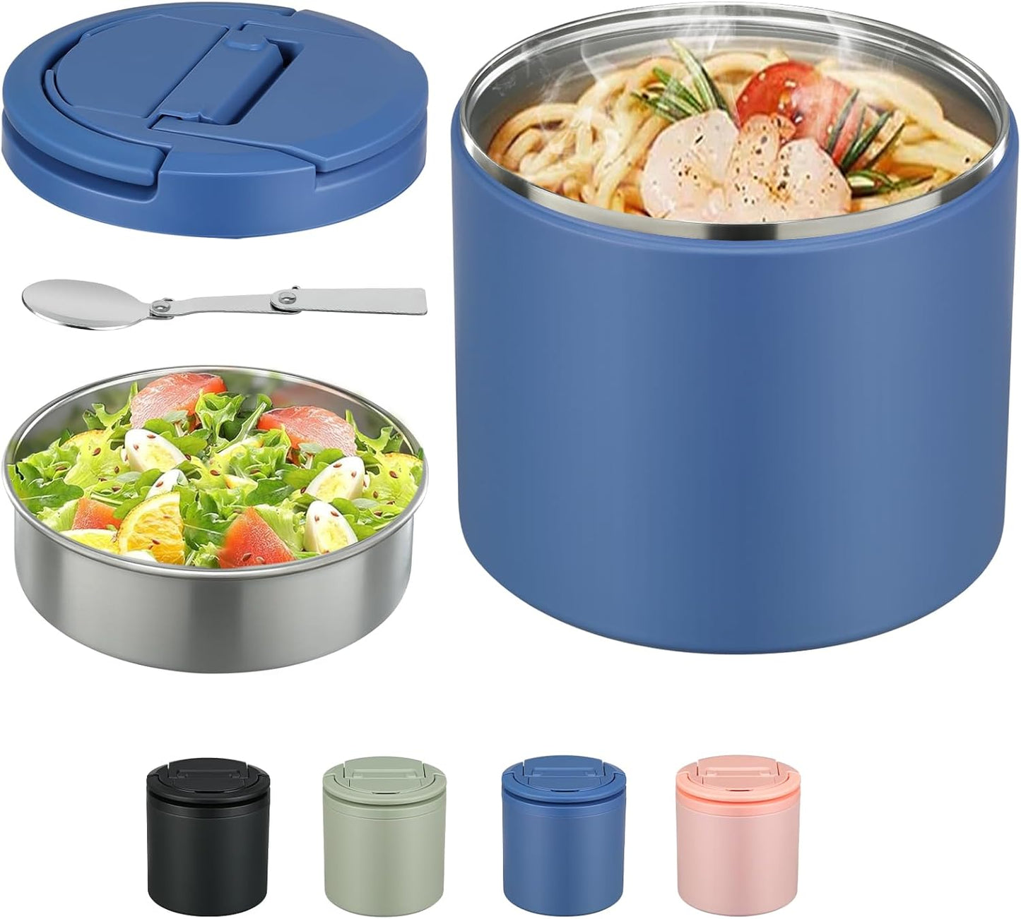 Thermo for Hot Food, Soup Thermo for Adults 40oz Lunch Containers Wide Mouth, Insulated Food Container Leak Proof Vacuum Stainless Steel With Carry Handle and Spoon BPA Free