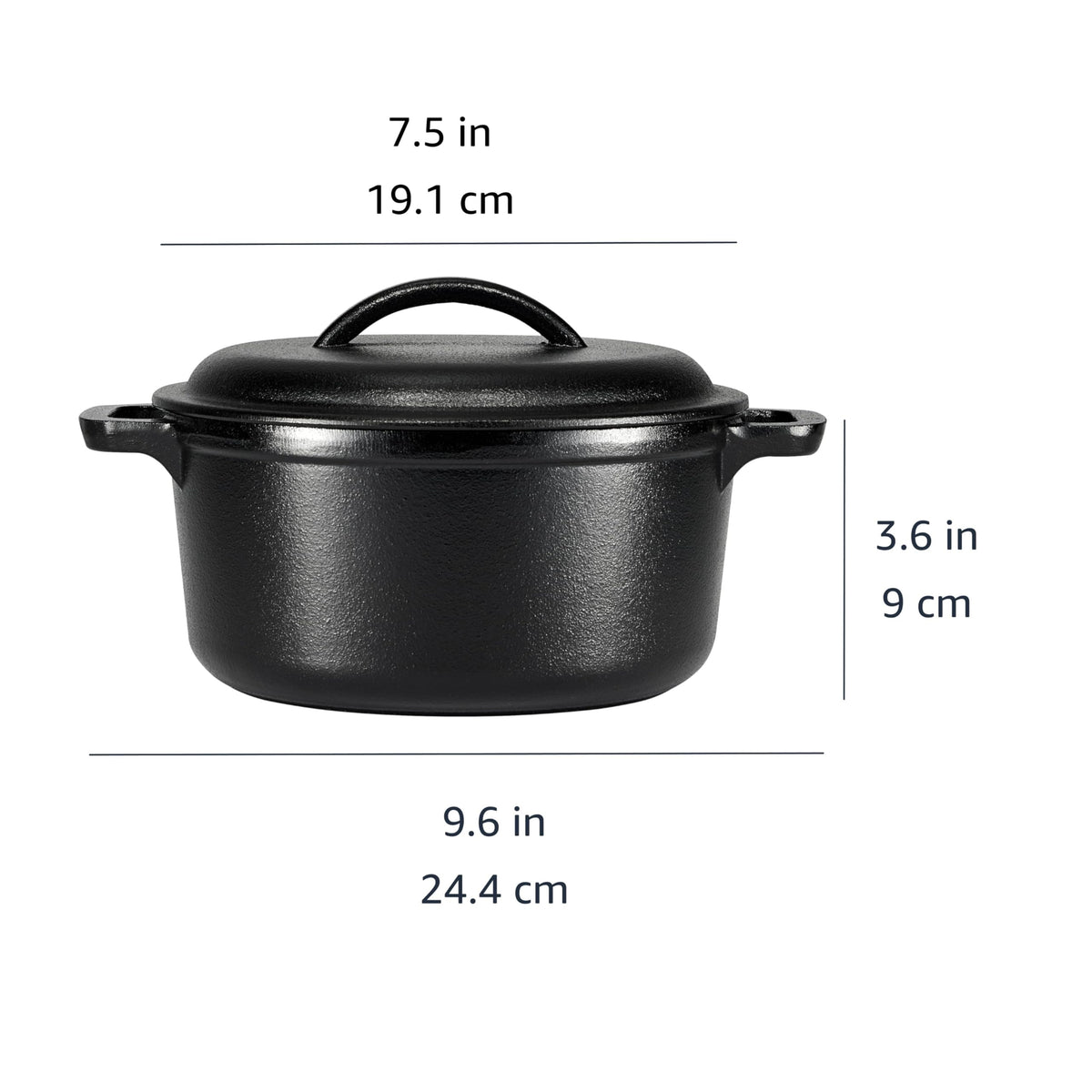 Pre Seasoned Cast Iron Mini Dutch Oven Pot with Lid and Dual Handles (2-Quart)