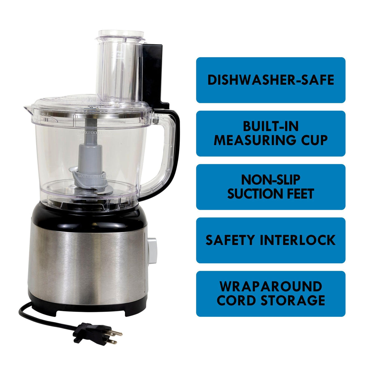 Kenmore 11 Cup Food Processor and Vegetable Chopper with Reversible Slicing (Black & Silver)