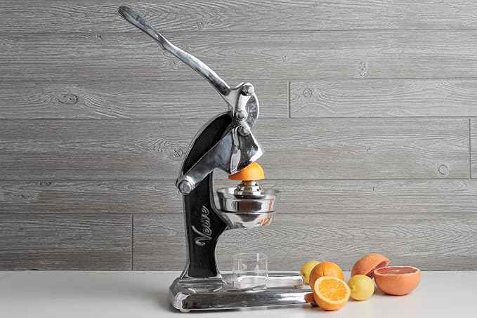 Artisan Cast Aluminum Professional Grade Manual Hand Press Juicer for Orange, Grapefruit, and Large Citrus Fruits Morning Drinks, Cocktails, or Cooking by Verve CULTURE - Black - Large 14x9x17