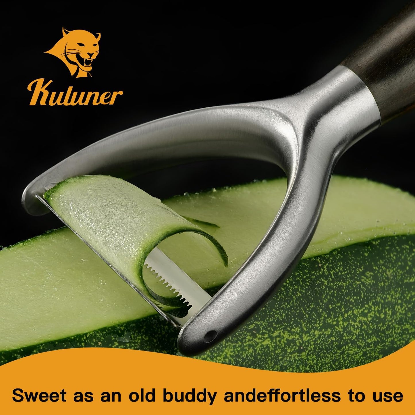Serrated Blade Premium Y Type 304 Stainless Steel Multifunctional Kitchen Peeler Real Wood Handle Ultra Sharp Blade Vegetable Potato Apple（Agarwood） - HomeSpice