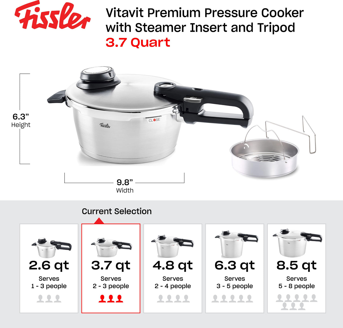 Vitavit Premium Pressure Cooker with Steamer Insert