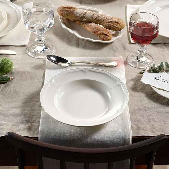 Villeroy & Boch Manoir Collection 18-Piece Dinnerware Set, Plates & Bowls, Premium Porcelain, Made in Germany, Dishwasher & Microwave Safe, Rich, Creamy White
