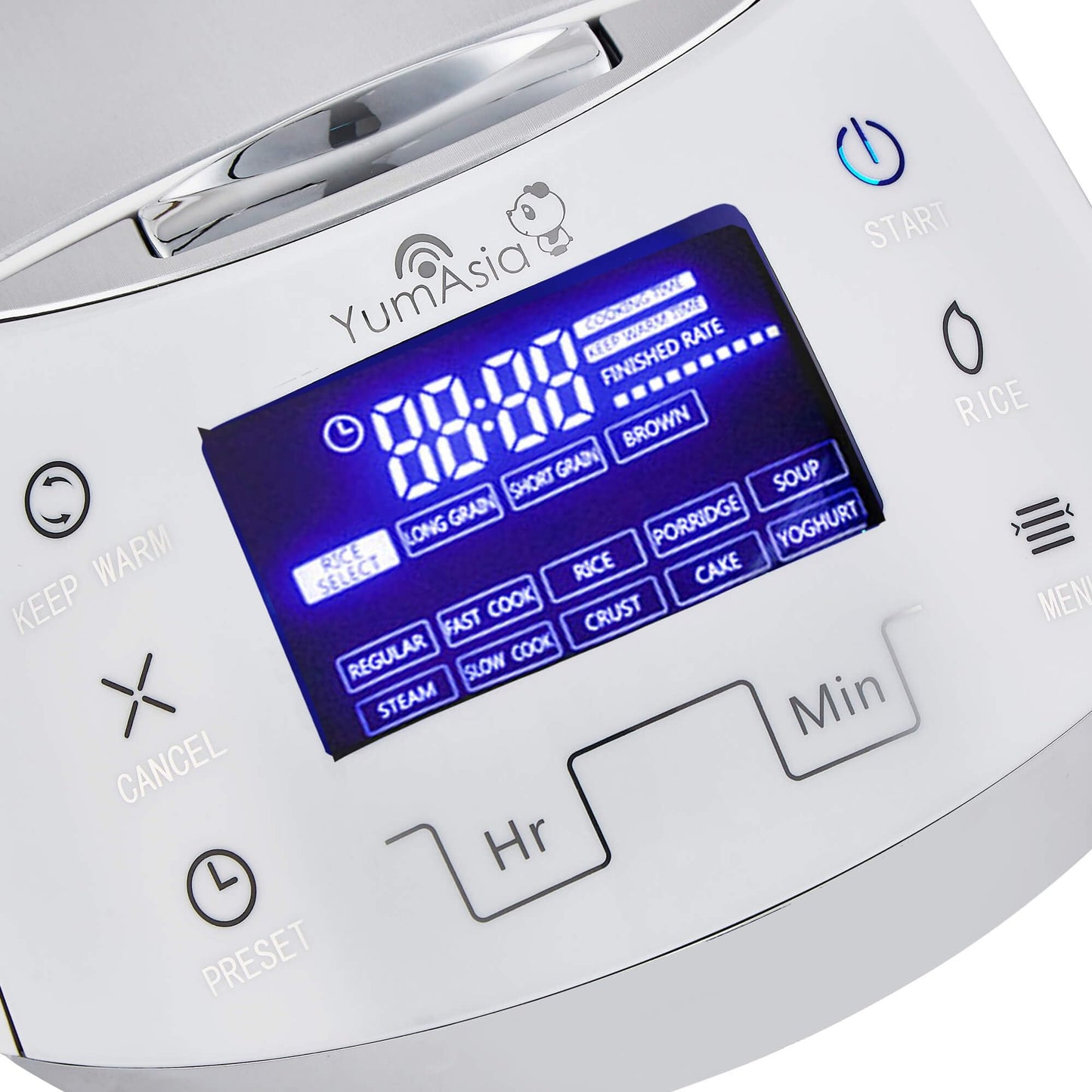 Sakura Rice Cooker with Ceramic Bowl and Advanced Fuzzy Logic (White and Silver)
