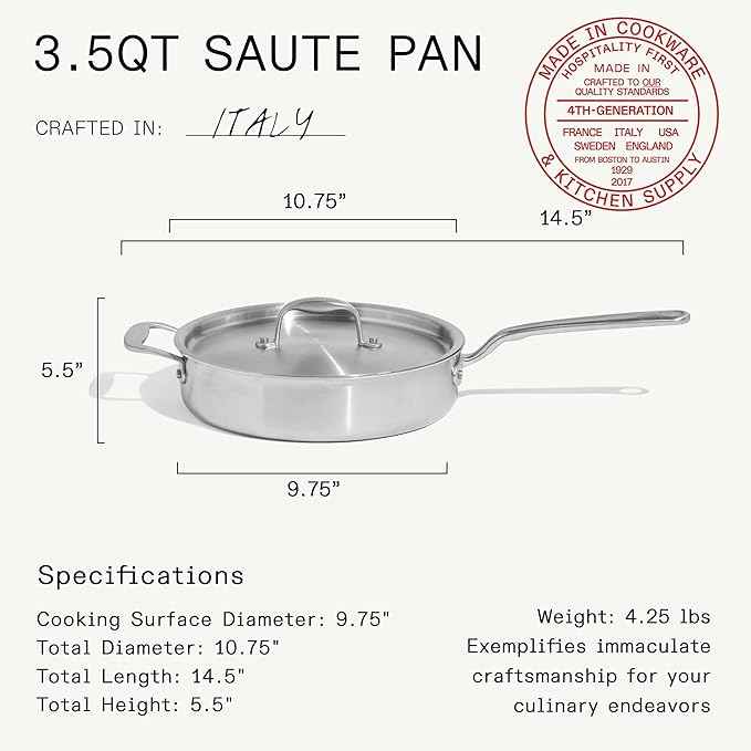Made In Cookware | 7-Piece Ceramic Non Stick Pot and Pan Set (Stainless Handle) | 5-Ply Stainless Clad | Professional Cookware | Crafted in Italy | Induction Compatible