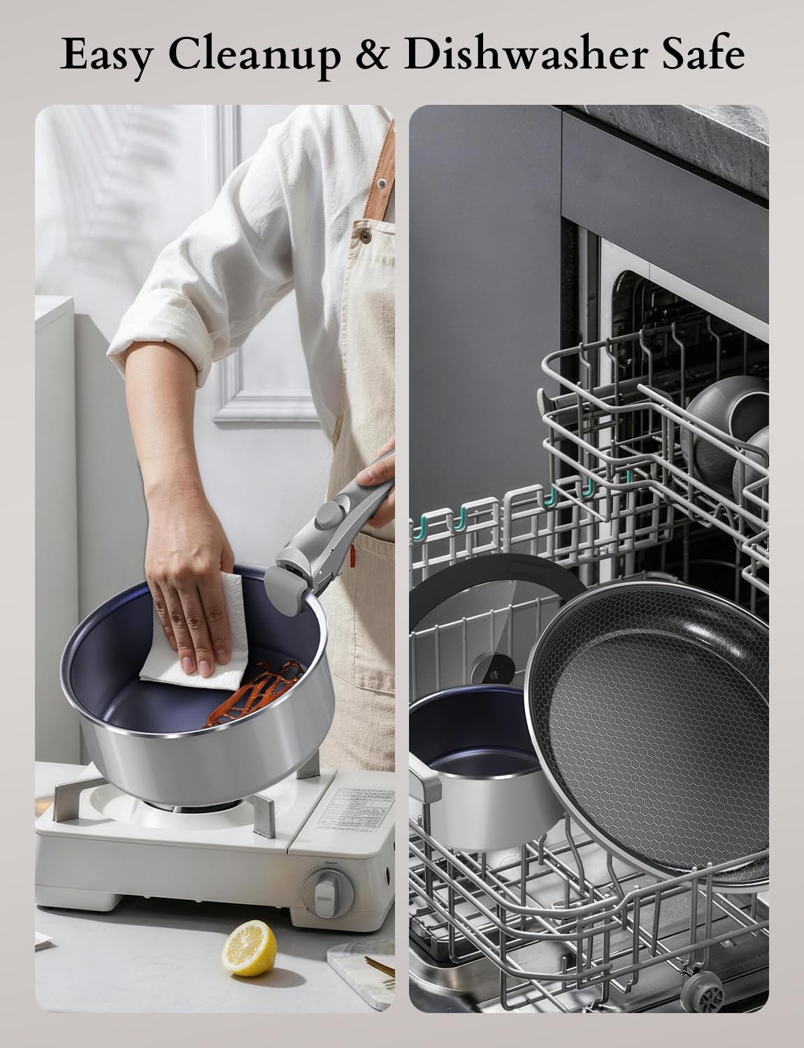Ceramic Pots and Pans Set Non Stick (Charcoal Gray)