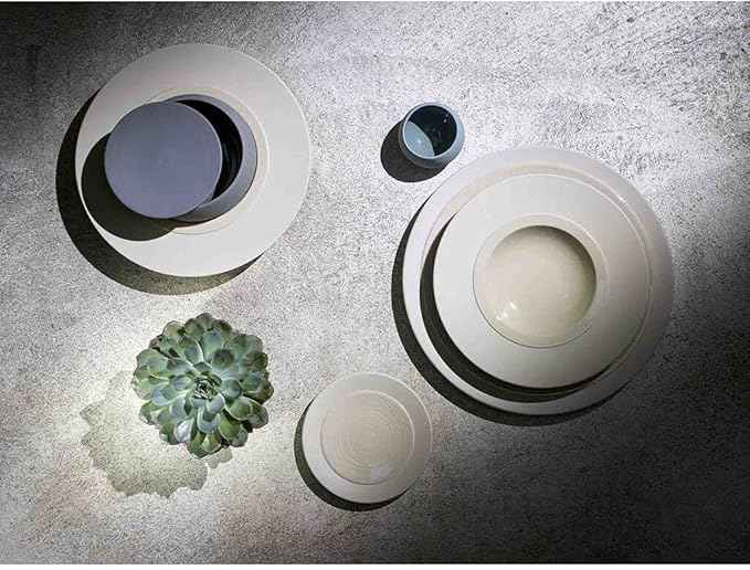 DEGRENNE Bahia French Dinner Plate Set - Luxury Stoneware Dish Set for 4, Modern Ceramic Dishware for Kitchen, Made in France, Microwave Safe, Dishwasher Safe, 26cm - Bluestone