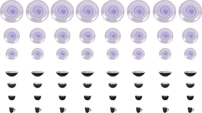 Stoneware Sonoma Dinnerware Set, Black + Speckled Handpainting (56pc Set, Cobalt)