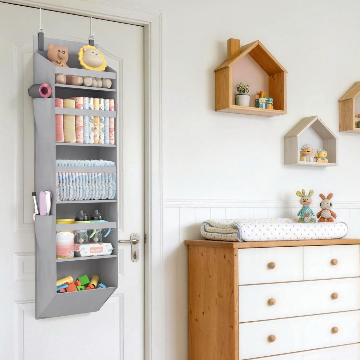 1 Pack Over the Door Organizer (Gray / 5 section)