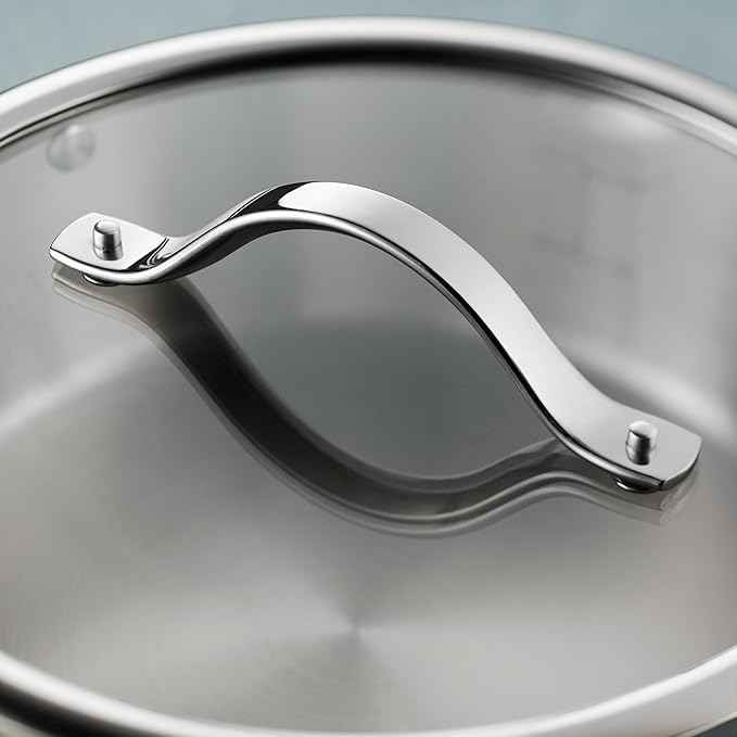 Tramontina Tempo Tri-Ply Base Stainless Steel 3-Quart Sauce Pan with Glass Lid, Induction-Ready Saucepan, Oven-Safe, Dishwasher-Safe