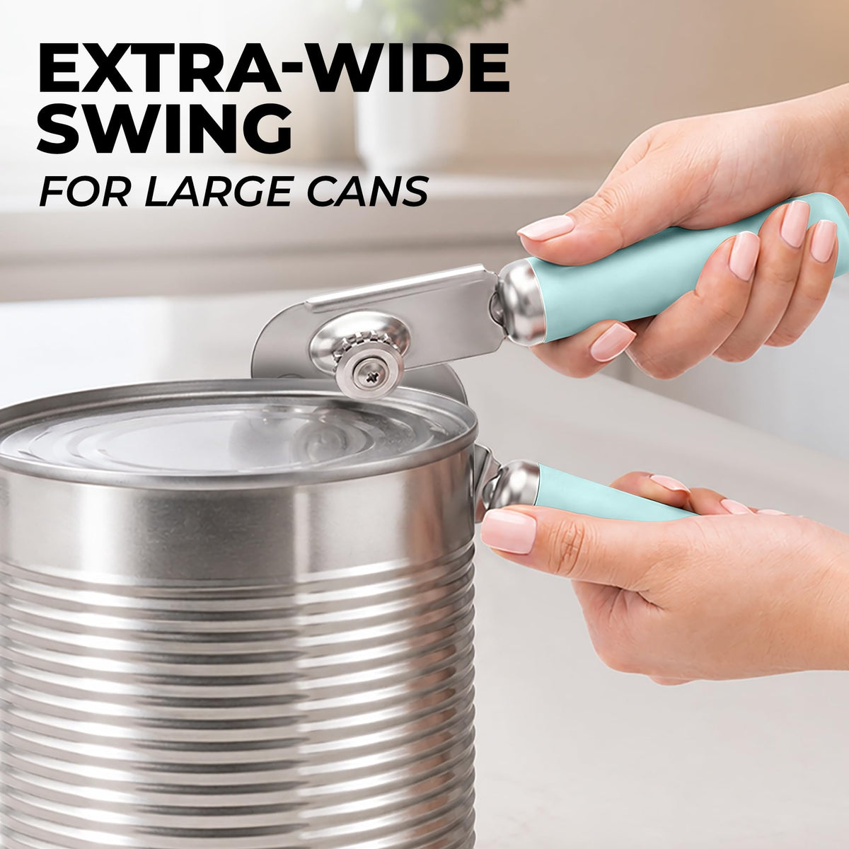 Stainless Steel Swing Open Manual Can Opener Comfortable Grip (Mint / Swing Open)