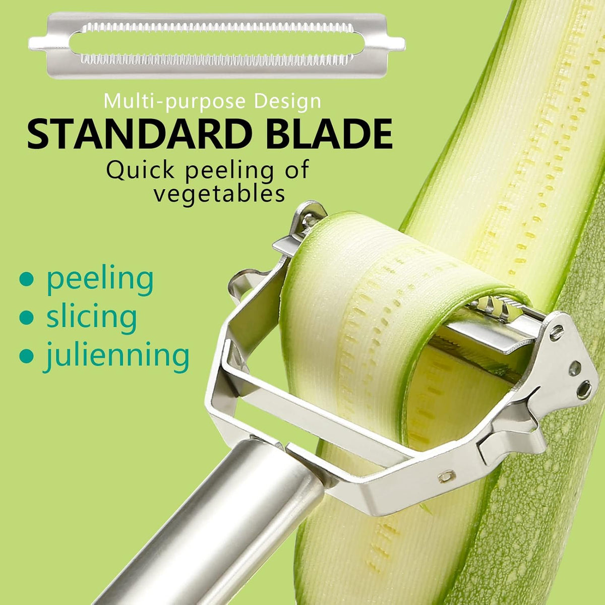 Stainless Steel Peeler Julienne Cutter Slicer for Carrot Potato Melon Vegetable and Fruit with Cleaning Brush - HomeSpice