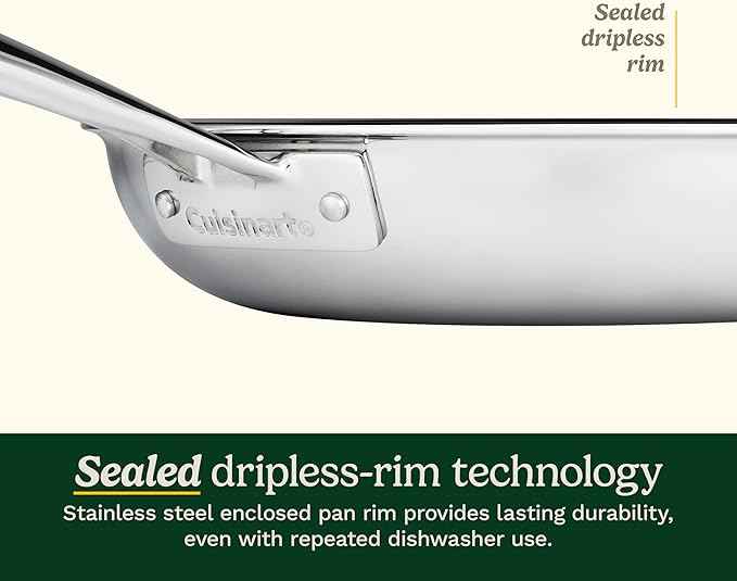 Cuisinart FusionElite+ Hybrid Nonstick Tri-Ply Stainless Steel Skillet, 10″ Skillet Frying Pan with PURELYSEAR Ceramic Nonstick Technology, Scratch Proof, Cool Grip Handles, Dishwasher Safe