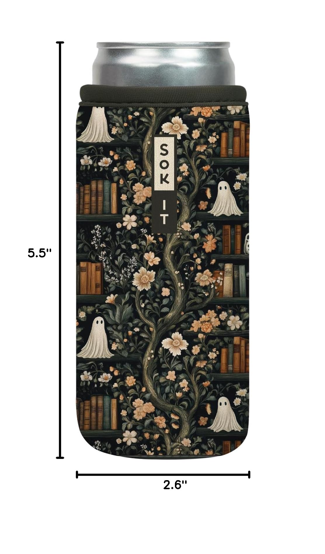 CanSok Sleeve for Beer & Soda Insulated Neoprene Cover (Ghost Stories / 12oz Slim Can Sleeve)