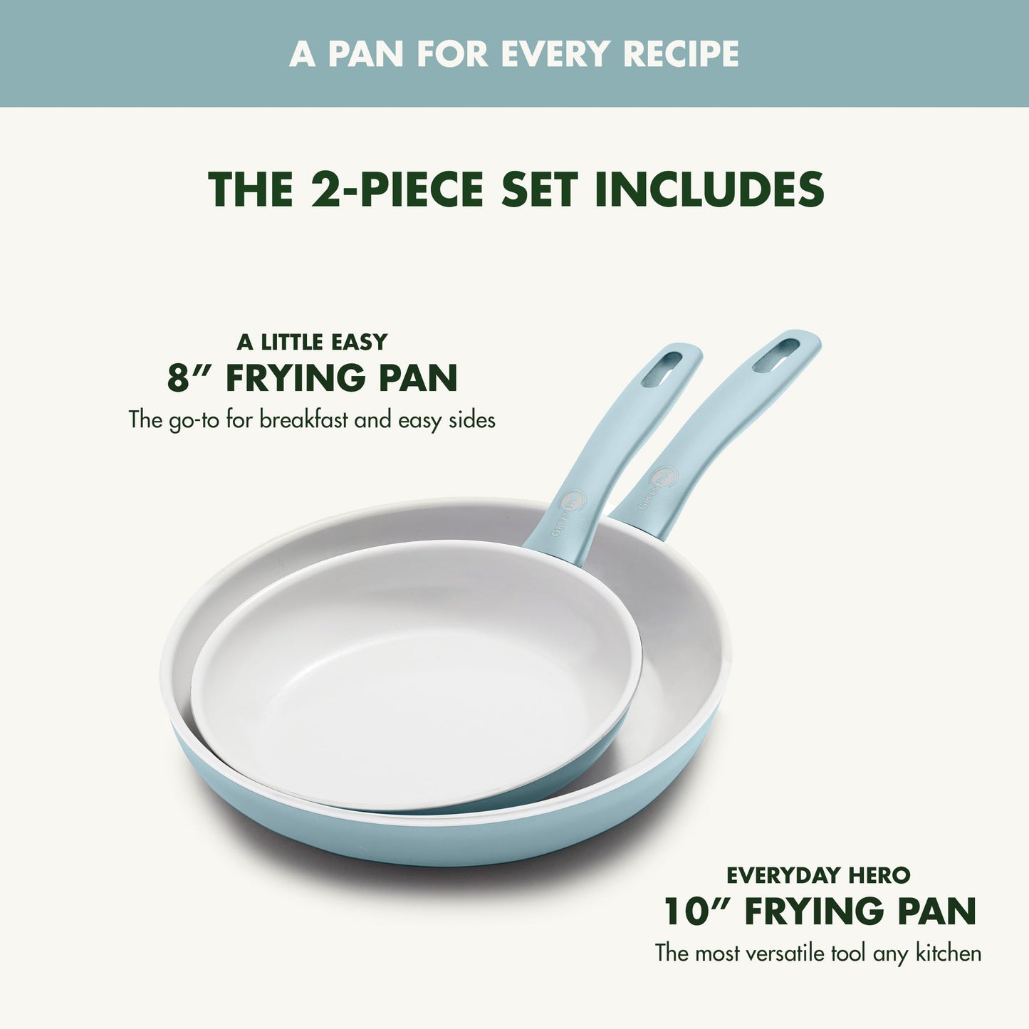 Dover 8” and 10” 2 Piece Frying Pan Skillet Set (8" and 10" Frying Pan Set / Blue Haze)