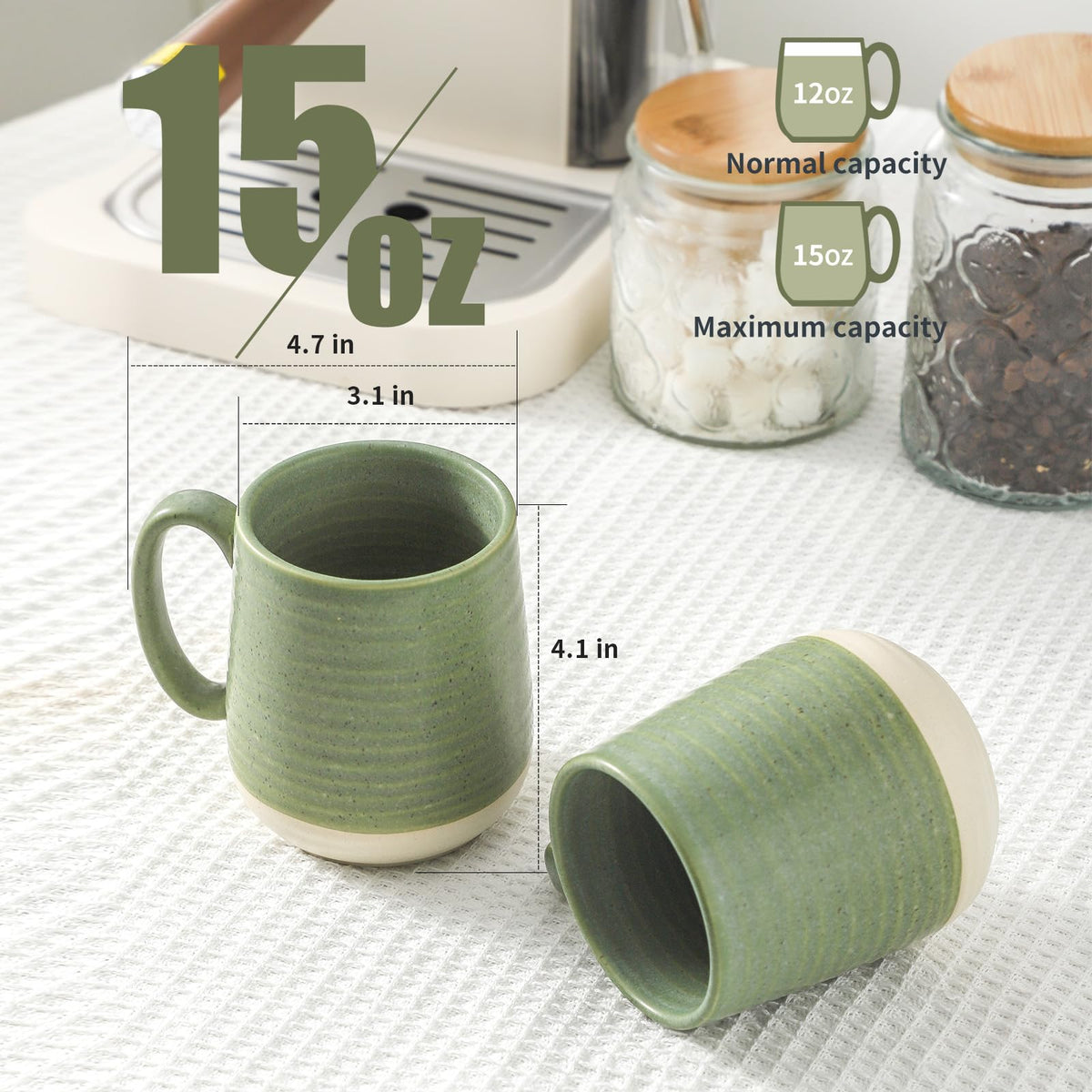 Porcelain Coffee Mugs Set of 4 (Green / Set of 4)