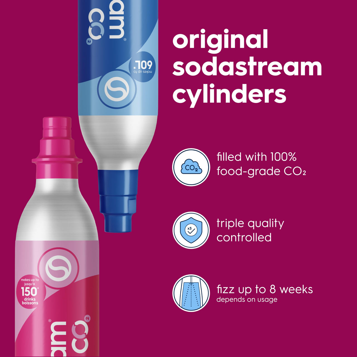 CO2 Gas Carbonation Bundle (Pack of 3 / 3 Pack Blue)