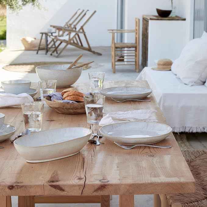 Casafina Ceramic Stoneware 11" x 4.5", 119 oz Serving Bowl - Eivissa Collection, Sand Beige | Microwave & Dishwasher Safe Dinnerware | Food Safe Glazing | Restaurant Quality Serveware