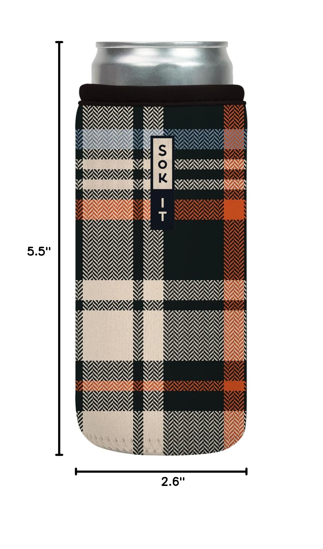 CanSok Sleeve for Beer & Soda Insulated Neoprene Cover (Fall Flannel / 12oz Slim Can Sleeve)