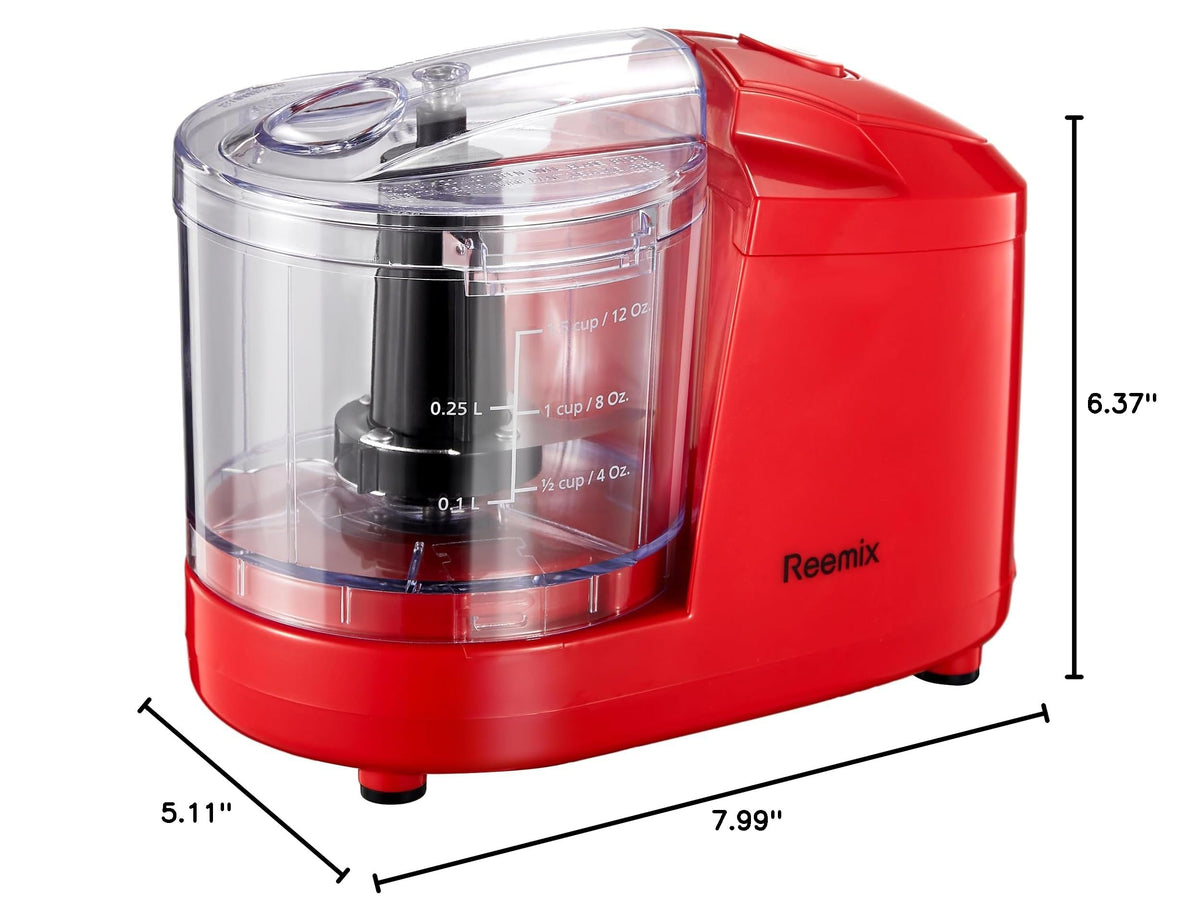 1.5-Cup One-Touch Electric Food Chopper, 100W Mini Food Processor Meat Grinder, Mix, Chop, Mince and Blend Vegetables, Fruits, Nuts, Meats, Stainless Steel Blade (Red) (Red)