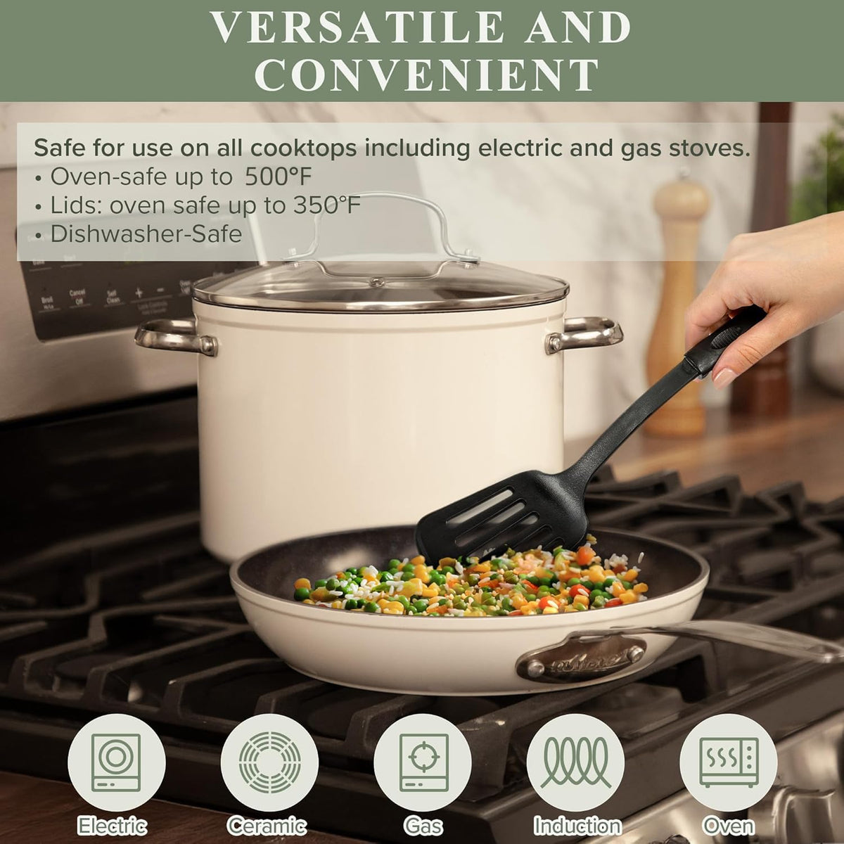 Healthy Duralon Blue Ceramic Nonstick Cookware Set (Vanilla Cream / 12pc Cookware Set / Cookware Set)