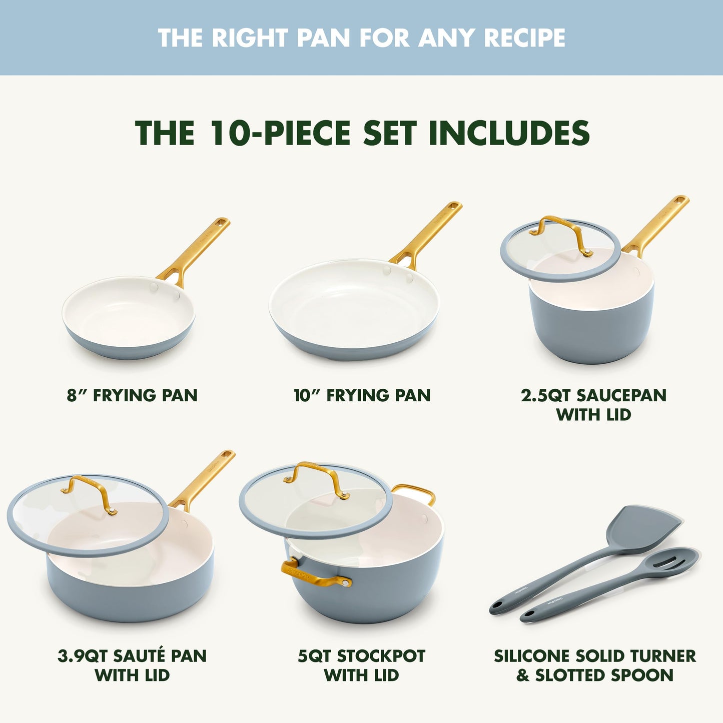 Nonstick Reserve Pro 10 Piece Cookware Set (Glacier Blue / 10 Piece Cookware Set)