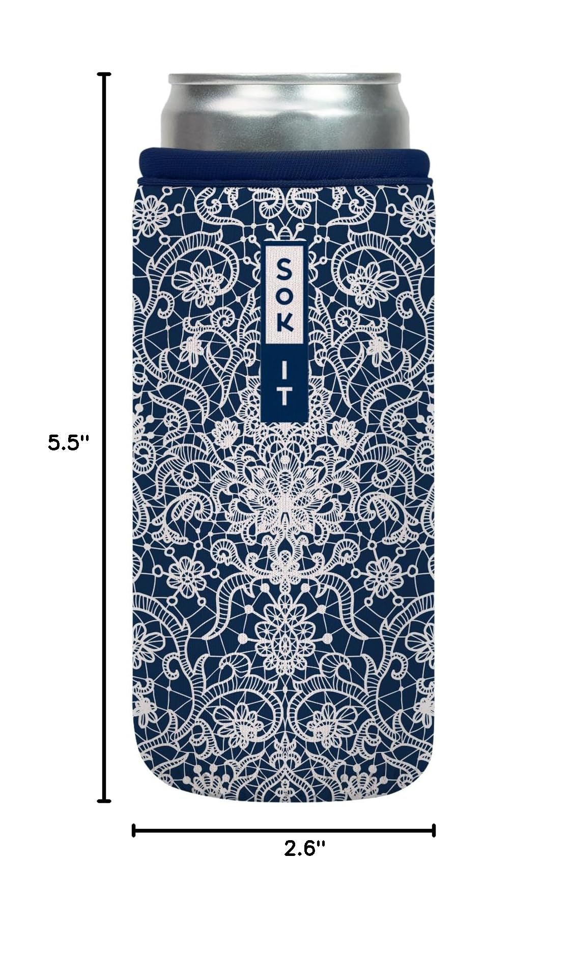 CanSok Sleeve for Beer & Soda Insulated Neoprene Cover (Royal Lace / 12oz Slim Can Sleeve)