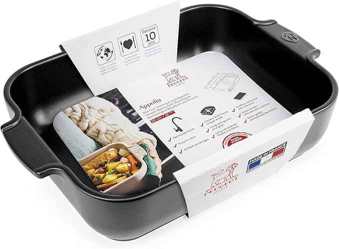 Ceramic Rectangular Baker Satin Black, 32 cm - 12.5in