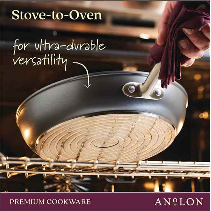 Anolon Accolade Forged Hard Anodized Nonstick Wok / Stir Fry Pan with Lid, 13.5 Inch - Moonstone Gray