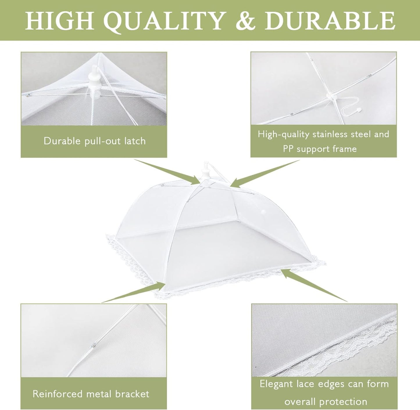 Food Covers Food Tent for Outside Mesh to Keep Bugs away, 2 Extra Large Size (40” x 24”) Reusable Collapsible Food Nets including Carry Bag,Ideal for Picnic Party BBQ Wedding Fruit