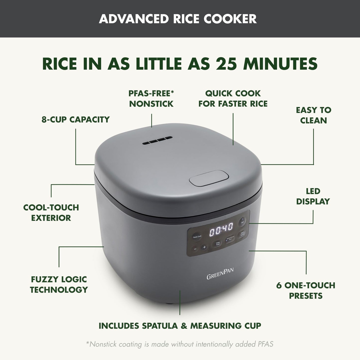 Advanced Rice Cooker (8 Cup Rice Cooker / Graphite)