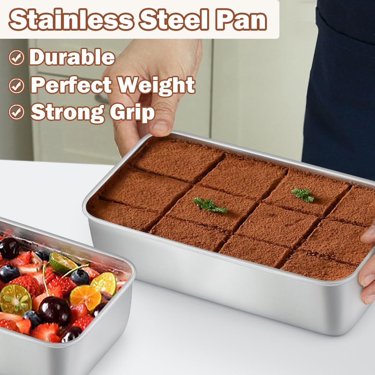 LIANYU 8 Pack 9x5 Inch Loaf Pans for Bread Baking, Stainless Steel Baking Bread Pans, Small Loaf Tins for Homemade Brownies and Pound Cakes, Dishwasher Safe