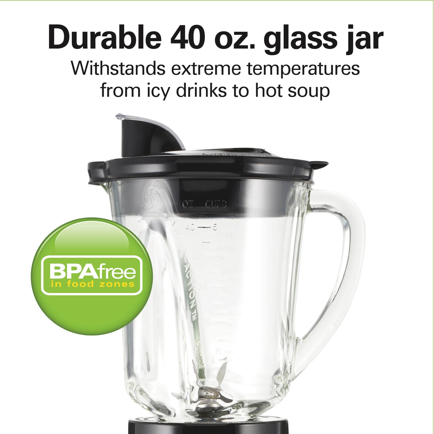 Quiet Blender for Smoothies With Wave Action System (40oz Glass Jar + 20oz Travel Jar)