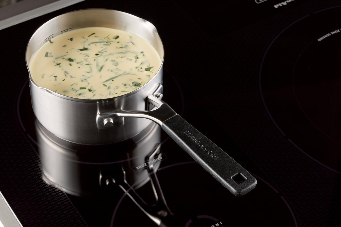 Stainless Steel Induction Sauce Pan with Pour Spouts (Brushed Stainless Steel / 1 Quarts)