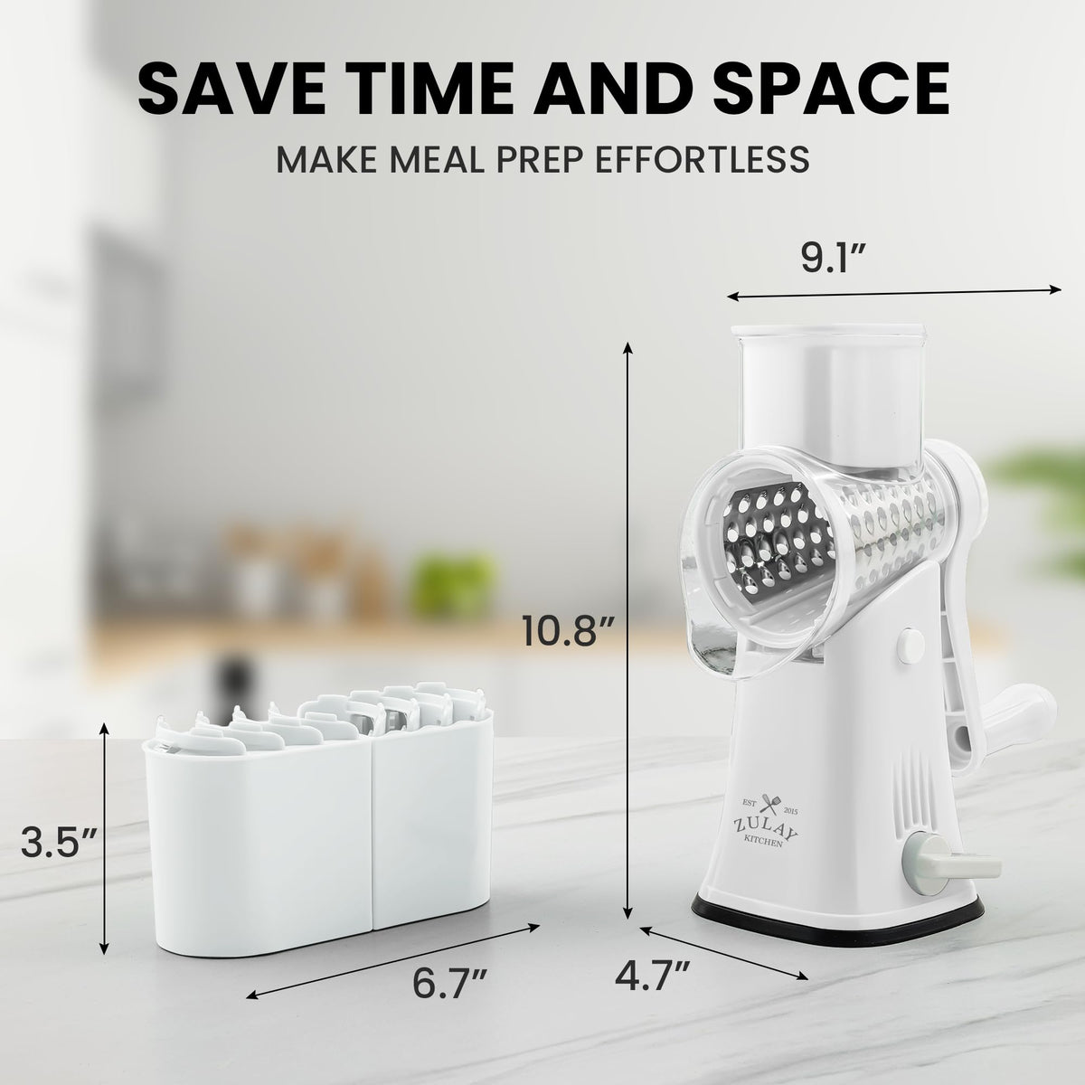 Rotary Cheese Grater Manual Hand Crank 5 Blade Shredder