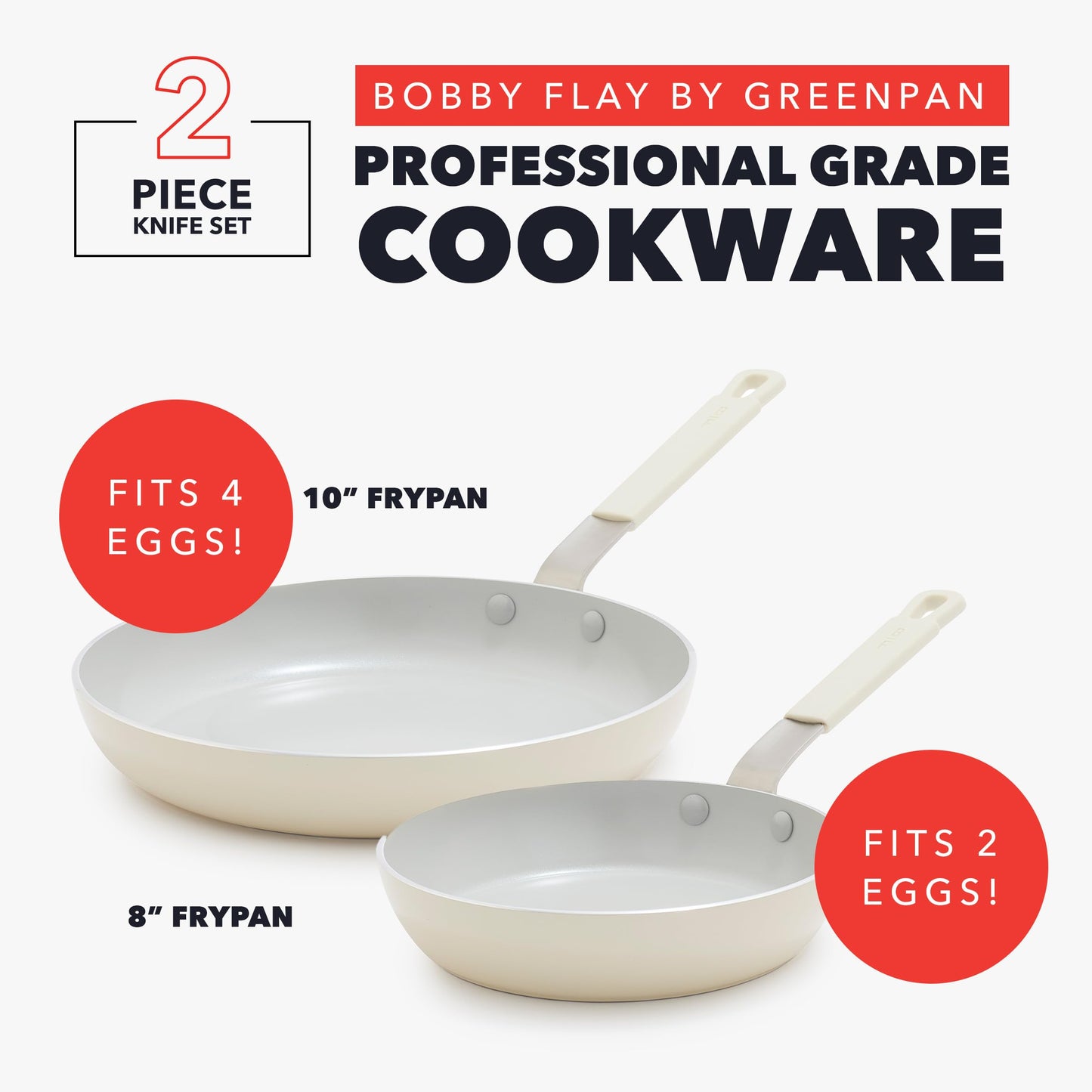 x Bobby Flay 2 Piece (8" and 10" Frying Pan Skillet Set / Cream)