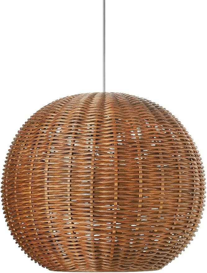 KOUBOO Wicker Ball Pendant Light, Rustic Brown