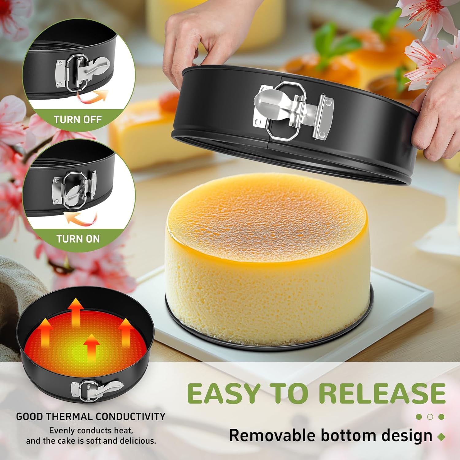7 Inch Springform Pan with Removable Bottom, Non-stick Round Spring Form Cake Mold Cheesecake Pan For Baking - HomeSpice