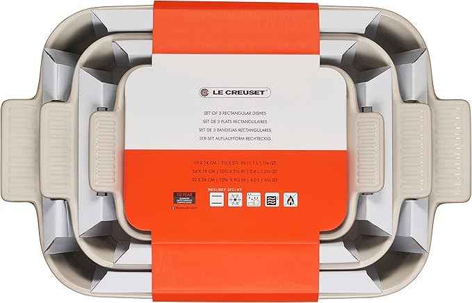 Le Creuset Stoneware Heritage Set 3 Rectangular Dishes, Artichaut