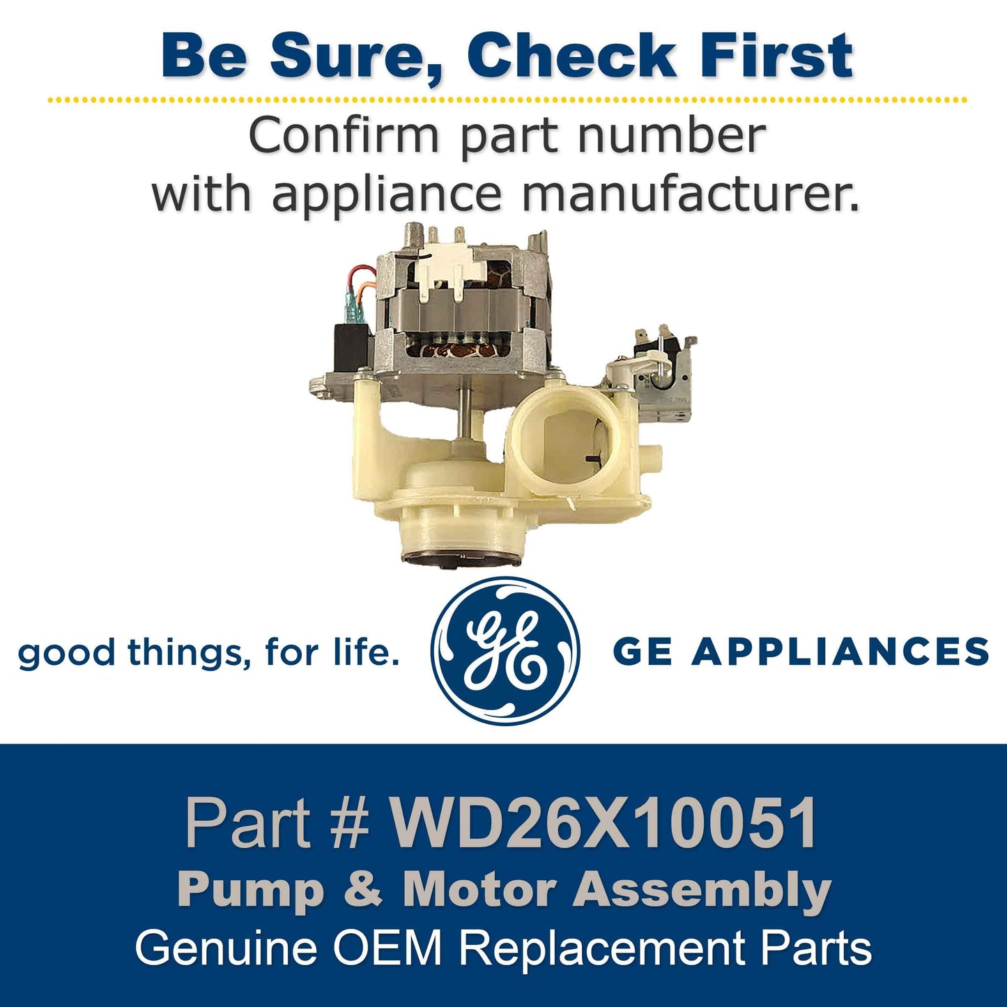 WD26X10051 Genuine OEM Pump and Motor Assembly for GE Dishwasher