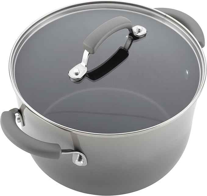 Rachael Ray Brights Nonstick Cookware Pots and Pans Set, 14 Piece, Sea Salt Gray