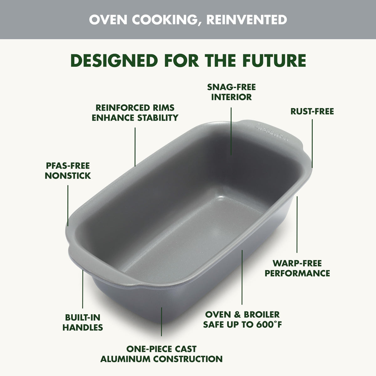 Premiere Ovenware Healthy Ceramic Nonstick 1 lb. Loaf Baking Pan (1 lb. Loaf Pan / Gray)