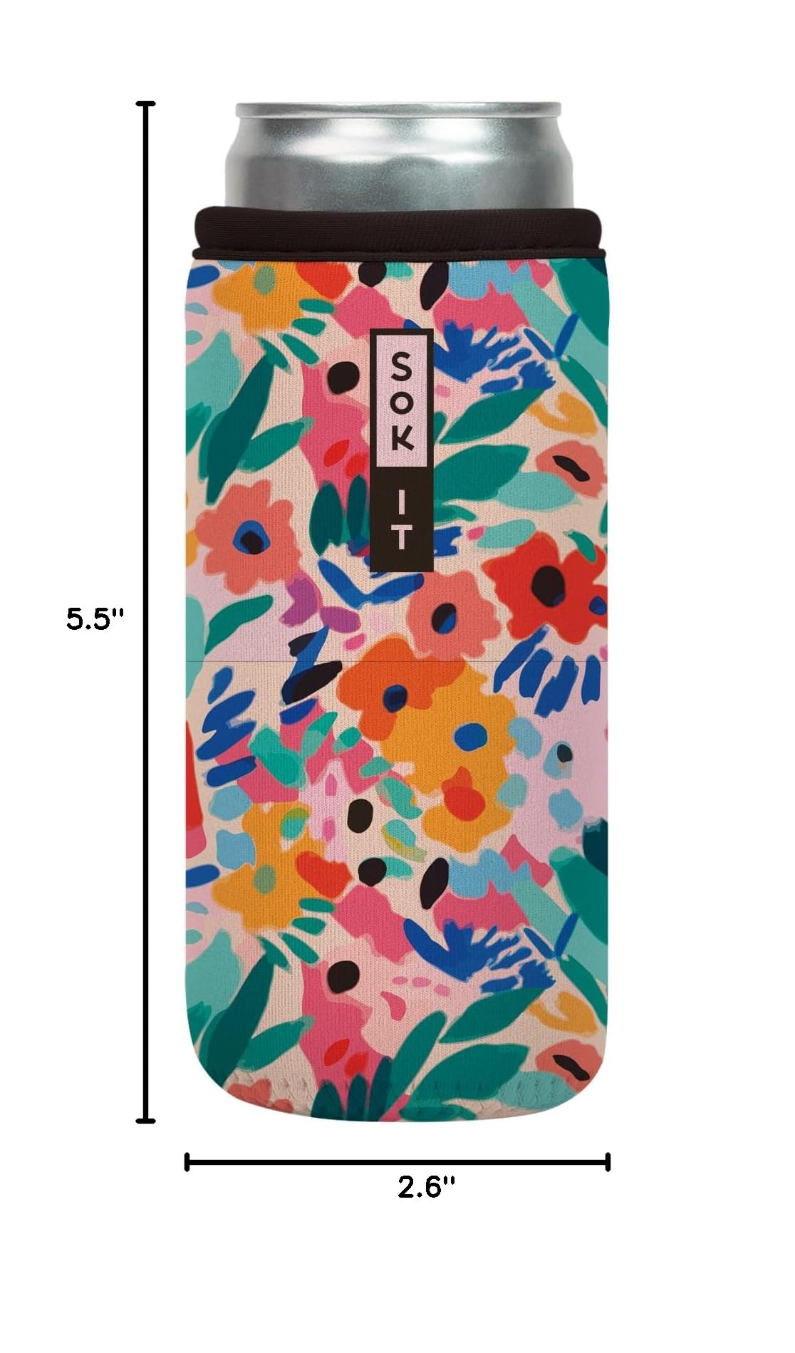 CanSok Sleeve for Beer & Soda Insulated Neoprene Cover (Abstract Floral / 12oz Slim Can Sleeve)