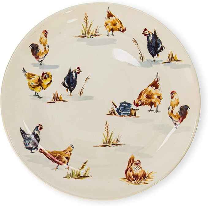 Tudor 16-Piece Premium Quality Round Porcelain Dinnerware Set, Service for 4 - Country Farmyard, See 10 Designs INSIDE!