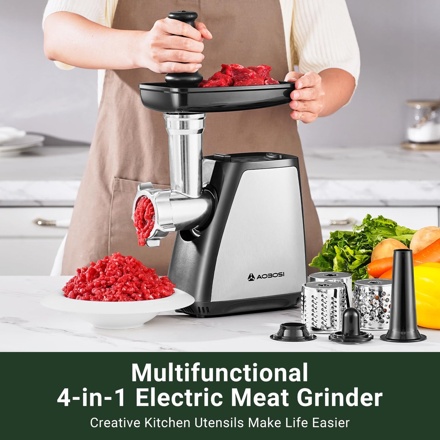 Meat Grinder Electric (Silver+Black)