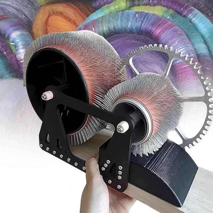 Artisan Fiber Blending Tool,Manual Wool Carder with Stainless Steel Pins,Perfect for Hand Spinning Yarn,Wool Felting & Color Mixing Projects Black/White