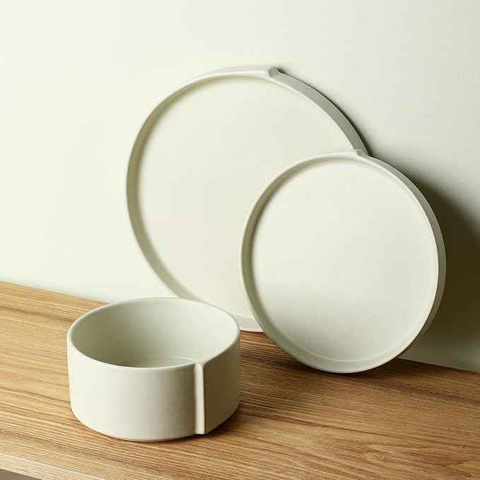 Stone Lain Bao 24-Piece Dinnerware Set Stoneware, Plates and Bowls Set, Dishwasher and Microwave Safe, Dish Set for 8, Beige