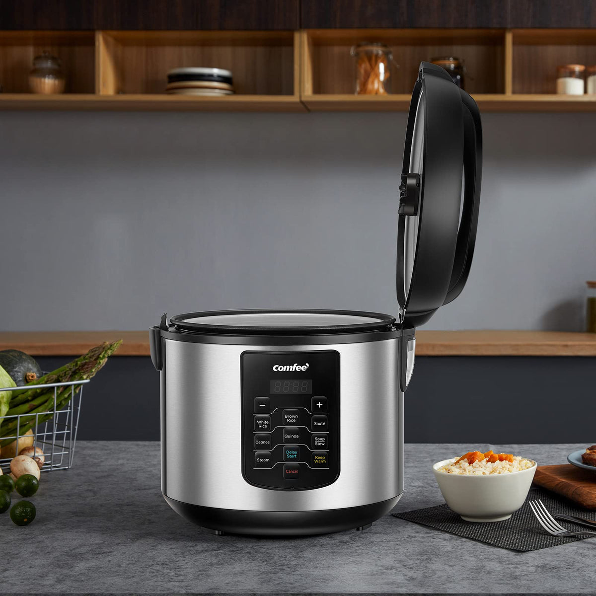 Large Rice Cooker with 8 (10 Cups Uncooked_8 Presets)