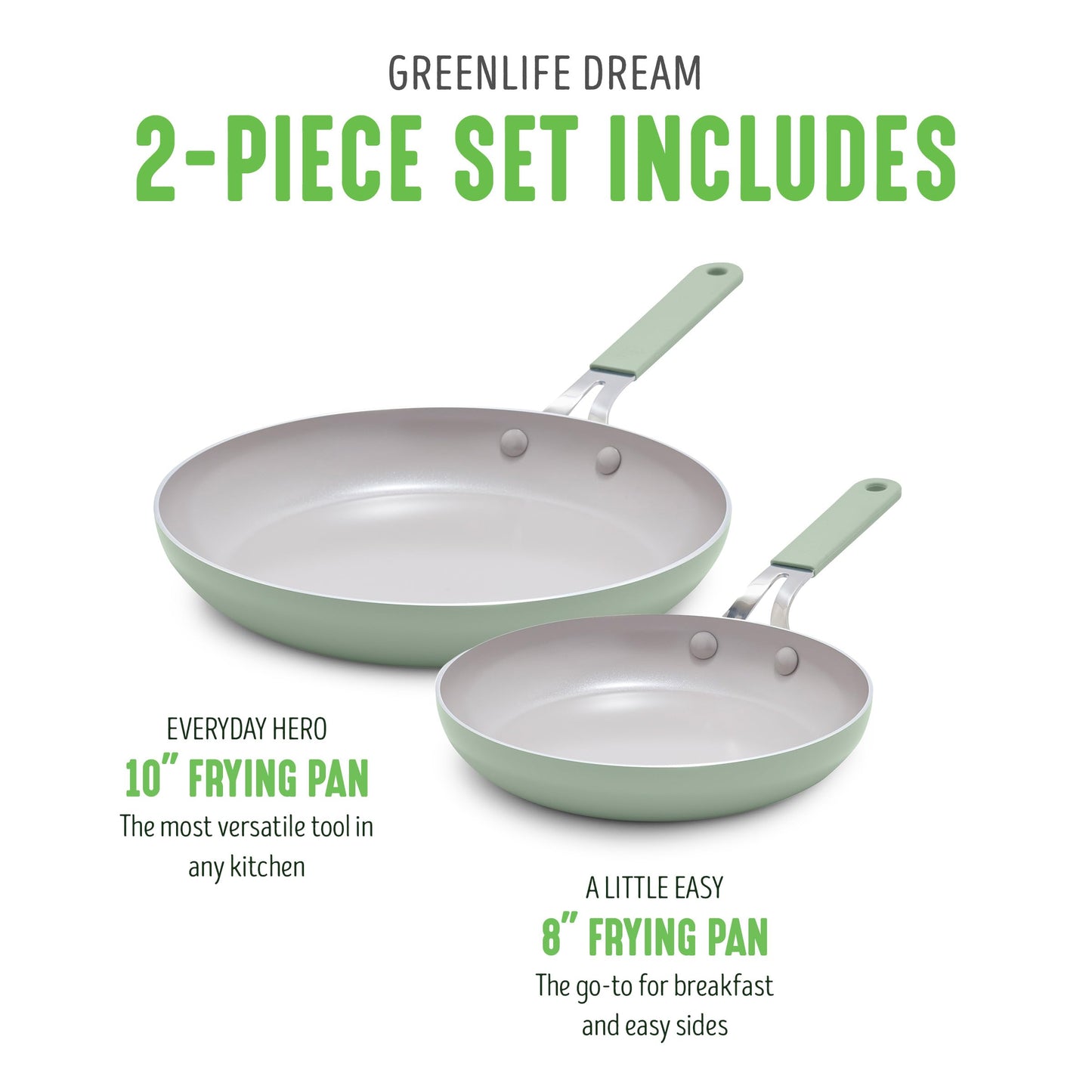 8” & 10” 2 Piece Nonstick Ceramic Frying Pan Set